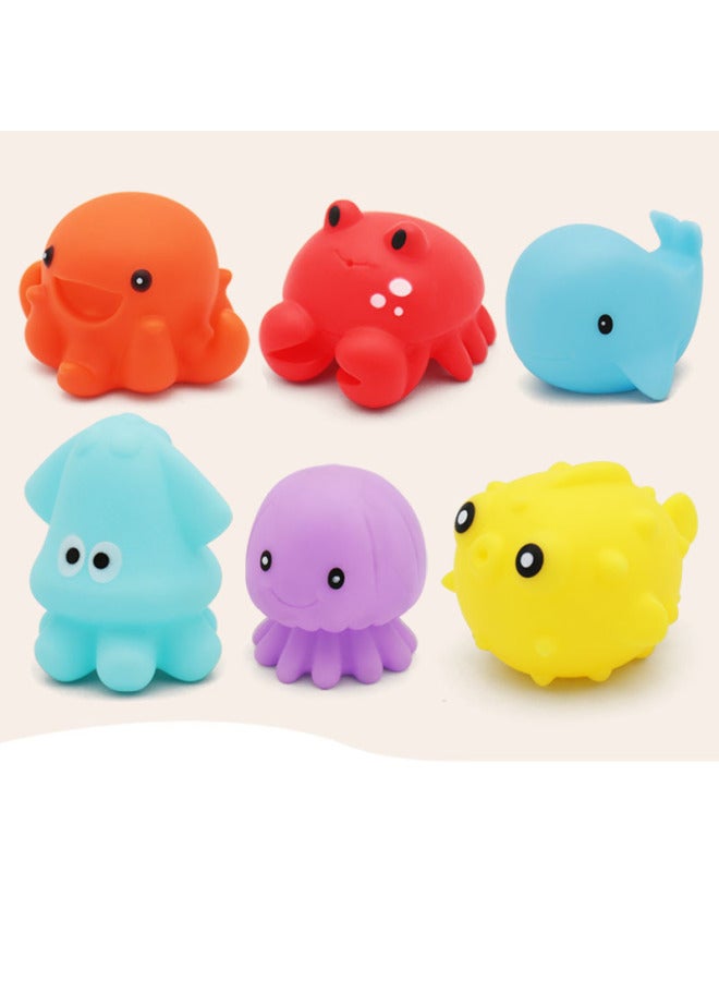 Loquat Children's Toys Ball Games Infant Hand Grab Ball Ringing Soft Rubber Water Play Toy Massage Pinch Ringing Can Be Bite-Color:2 Random Forest Animals Without Packaging - Image 3