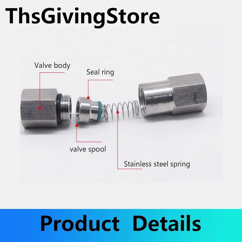 ThsGivingStore صمام فحص أنثوي خيط G بحجم 1/4 بوصة من ThsGivingStore - صمام غير رجعي أحادي الاتجاه للماء والزيت والغاز - Image 5