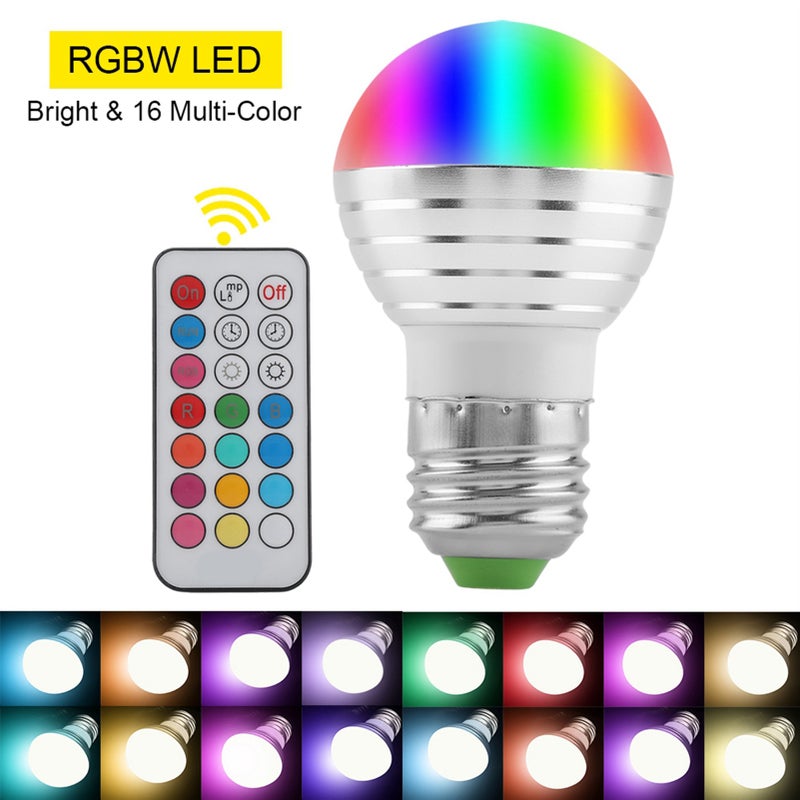 LED Light Bulb: E27 Socket Base, Durable Aluminium Alloy Shell & PC Shade - RGBW Multi-Color, Remote Controlled, Flicker-Free Eye-Friendly Energy-Saving Lighting for Home, Bedroom, Living Room - Image 5