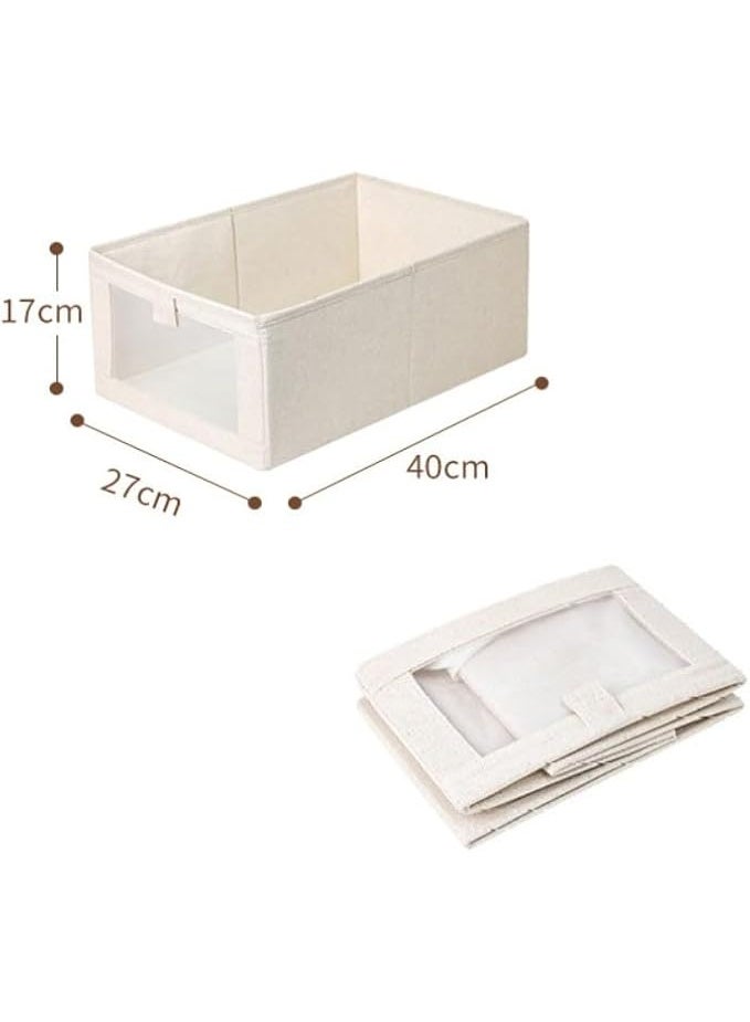 DUNISO 4 Pcs Wardrobe Clothes Organizer,Closet Organizers and Storage with Clear Window，Foldable Storage Closet Baskets，Moisture and Mold Prevention，Sturdy and Durable，for Organizing Clothing Jeans Toys Book Shelves Closet Wardrobe  - Image 2