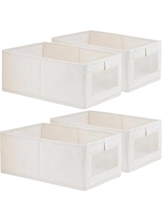 DUNISO 4 Pcs Wardrobe Clothes Organizer,Closet Organizers and Storage with Clear Window，Foldable Storage Closet Baskets，Moisture and Mold Prevention，Sturdy and Durable，for Organizing Clothing Jeans Toys Book Shelves Closet Wardrobe  - Image 1