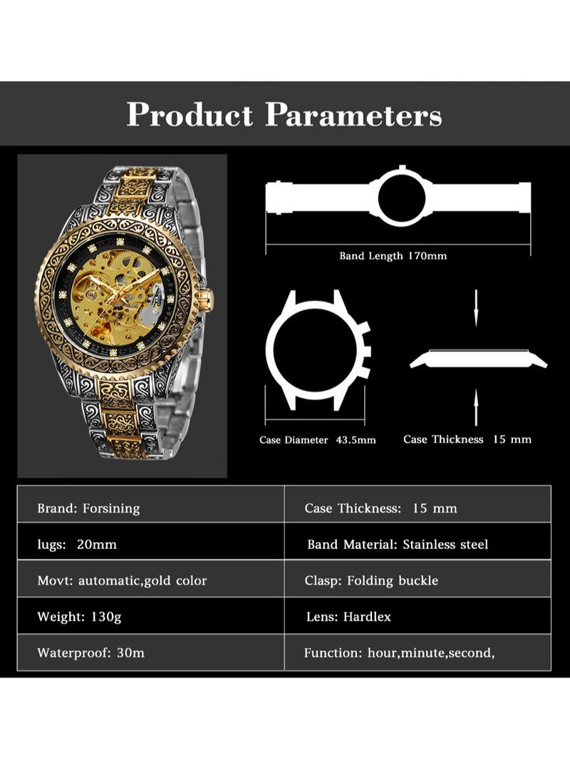 FORSINING Men's Hollow Carved Watch Automatic Watch Men's Waterproof Watch 8213 - Image 4