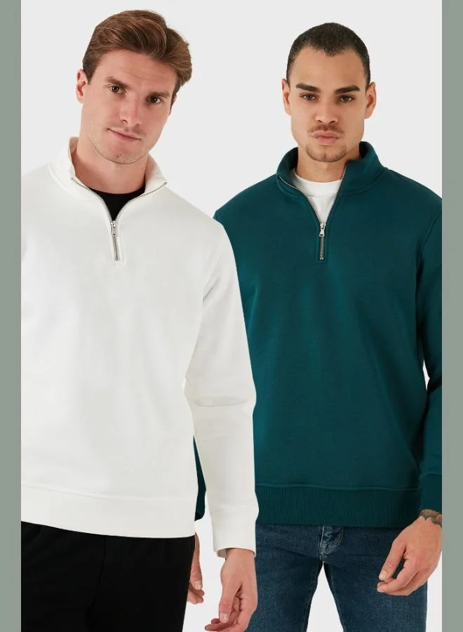 Buratti Buratti Cotton Regular Fit Stand-Up Collar 2-Pack Men's Sweatshirt 59052592S2