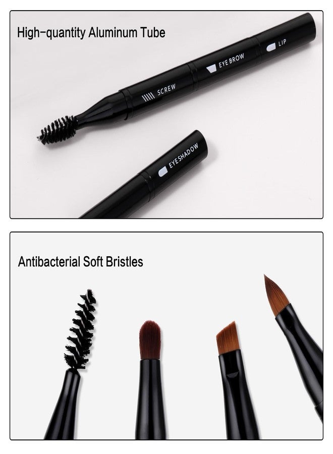 simarro 4 in 1 Makeup Brush Set, Portable Travel Size Make Up Brushes Detachable Eyeshadow Brush Eyebrow Brush Screw Brush Lip Brush for Foundation, Concealer, and Powder Liquid (Black) - Image 5
