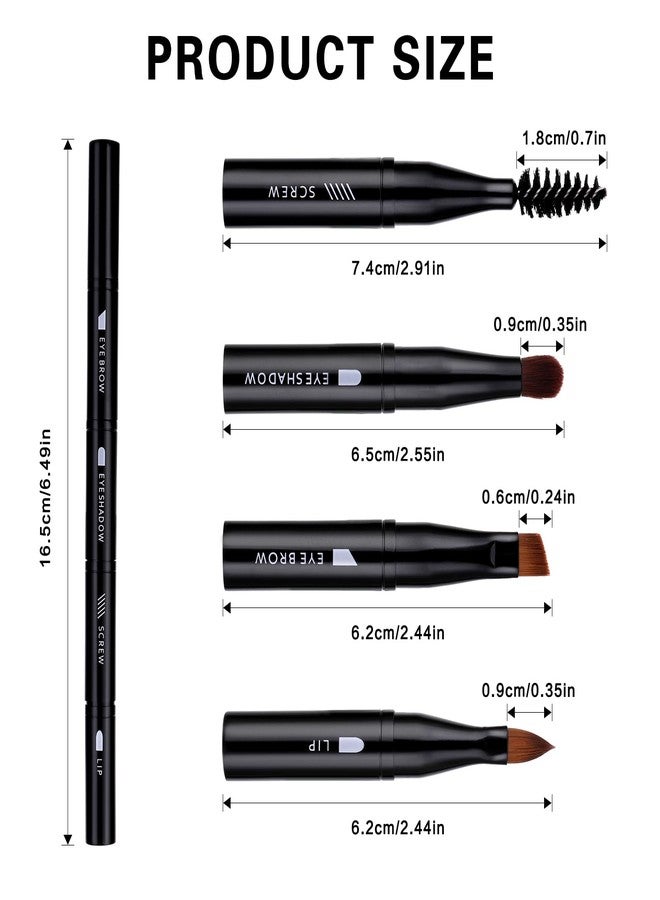 simarro 4 in 1 Makeup Brush Set, Portable Travel Size Make Up Brushes Detachable Eyeshadow Brush Eyebrow Brush Screw Brush Lip Brush for Foundation, Concealer, and Powder Liquid (Black) - Image 4