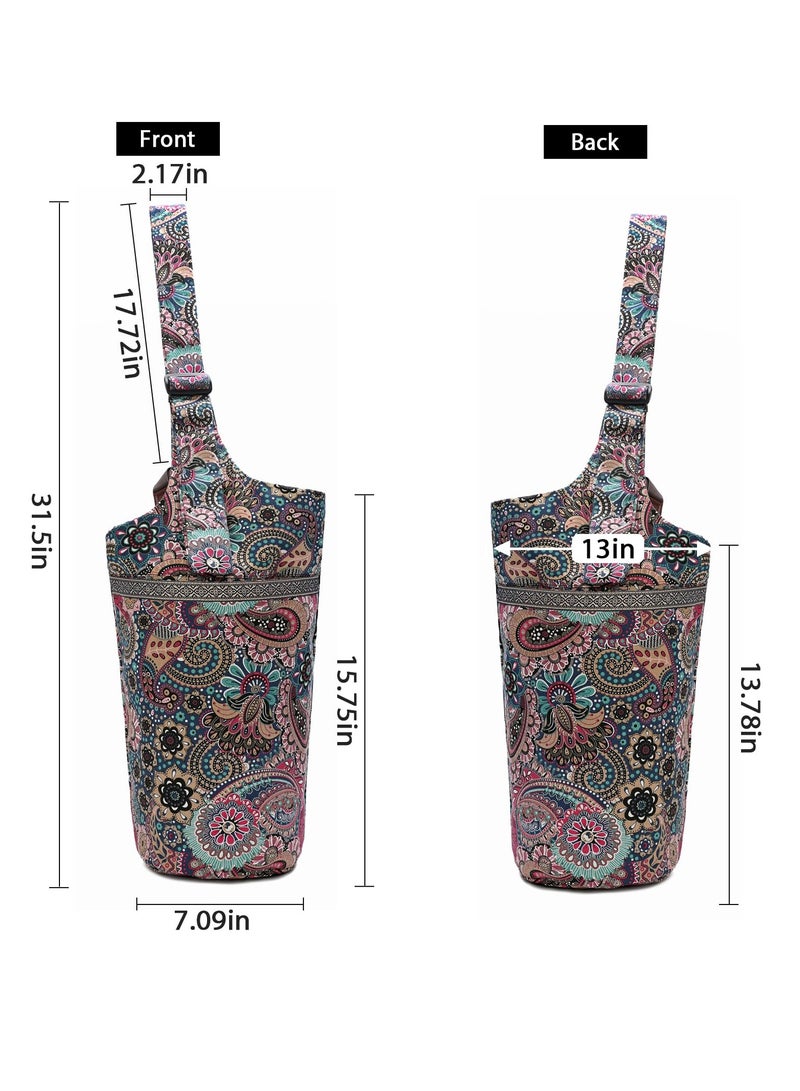 SOLARAE Yoga Mat Bag with Extra Large Pocket & Zipper Compartment - Adjustable Shoulder Strap for Optimal Comfort - Ideal for Carrying Yoga Mats & Accessories, Perfect for Fitness Enthusiasts on the Go - Image 2