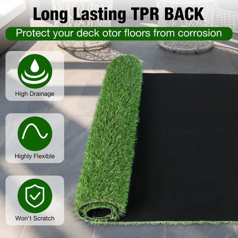 XLX TURF Artificial Grass Outdoor Turf Rug - 4FT X 6FT High Density Realistic Fake Grass Carpet for Patio Balcony Indoor Flooring Decor 15mm/0.6inch Low Pile Height - Image 4