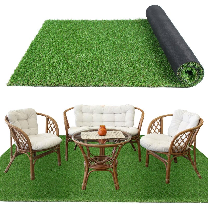 XLX TURF Artificial Grass Outdoor Turf Rug - 4FT X 6FT High Density Realistic Fake Grass Carpet for Patio Balcony Indoor Flooring Decor 15mm/0.6inch Low Pile Height - Image 1