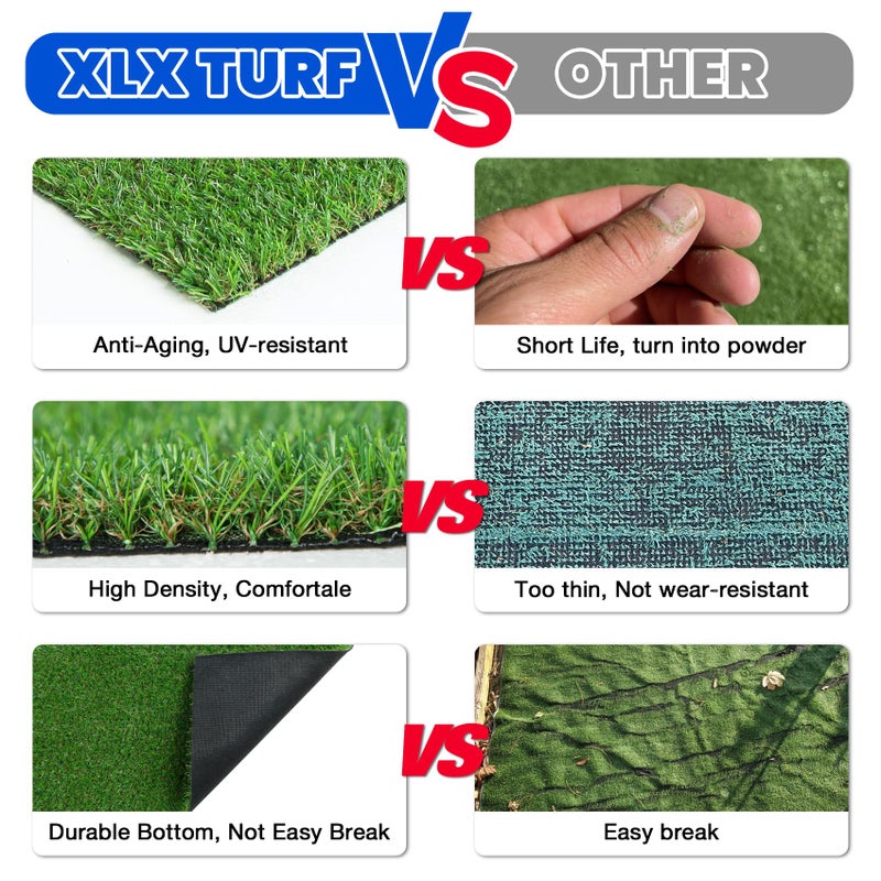 XLX TURF Artificial Grass Outdoor Turf Rug - 4FT X 6FT High Density Realistic Fake Grass Carpet for Patio Balcony Indoor Flooring Decor 15mm/0.6inch Low Pile Height - Image 5