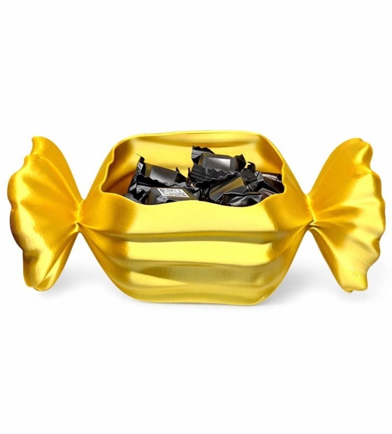 Candy Shaped Decorative Bowl – Shiny Gold Candy Box for Sweets & Chocolate, Elegant Table Centerpiece for Guests & Home Decor - Image 1