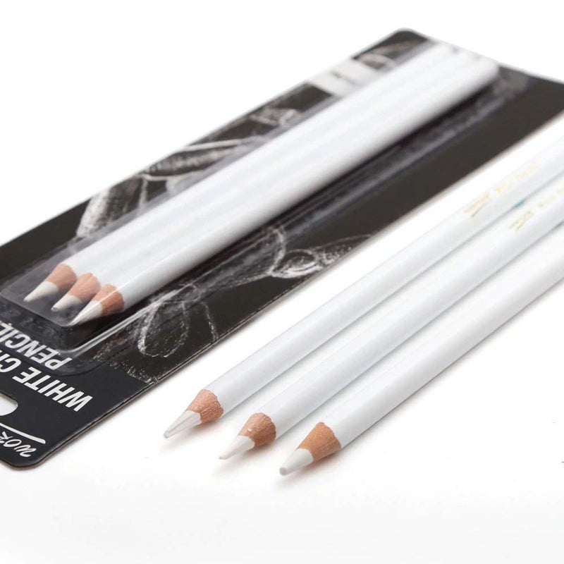 ikis ikis White Charcoal Pencil Set of 3 for Sketching, Drawing and Other Artistic Work  - Image 1