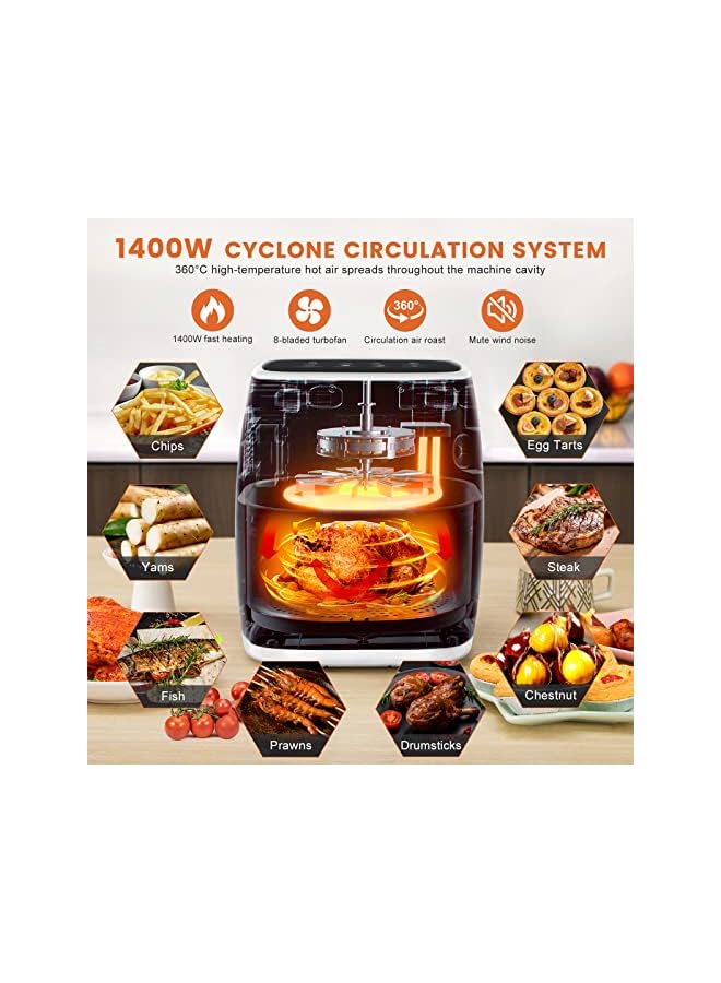 YOMYM Air Fryer 4.5L, Compact Air Fryer Oven for 2-4 People, 8 Cooking Presets, Adjustable Temperature to 200°C, Digital Display, Non-Stick Interior & Detachable Basket, Quiet, 1400W, (White) - Image 3