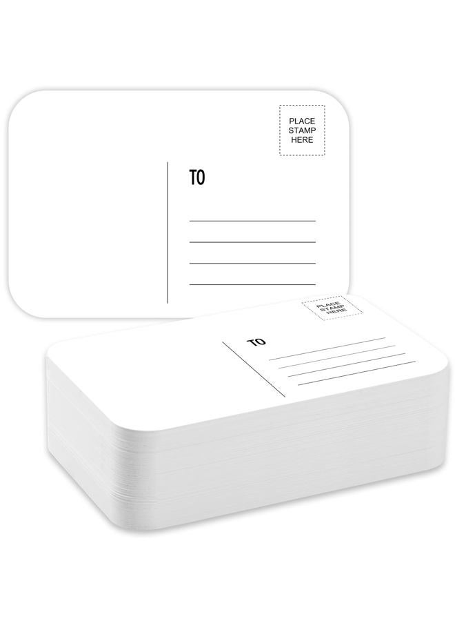 Sabary 100 Pcs Christmas Blank Watercolor Paper Postcards 140lb/300gsm Heavyweight Art Paper Post Note Cards White 4 x 6 Inch Watercolor Journal Cards for DIY Mailing Thanksgiving Painting (Round Angle) - Image 1
