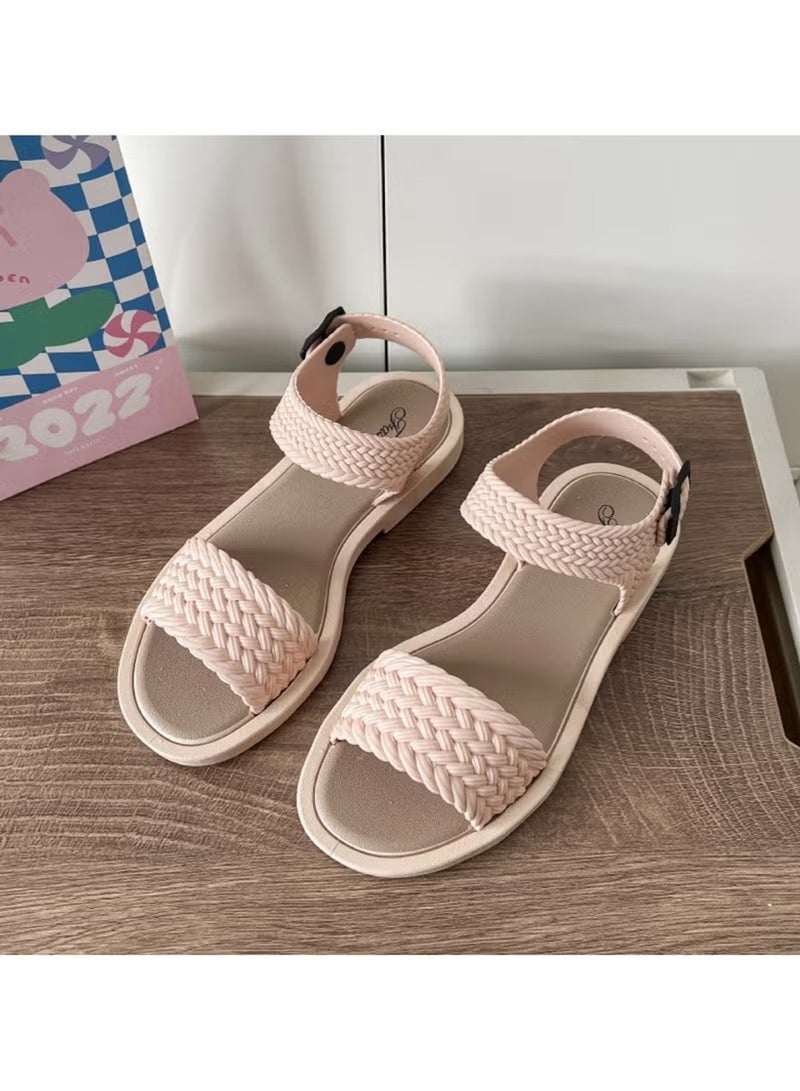 Huitich Beige Braided Strap Fashion Sandals – Size 38-39  - Image 4