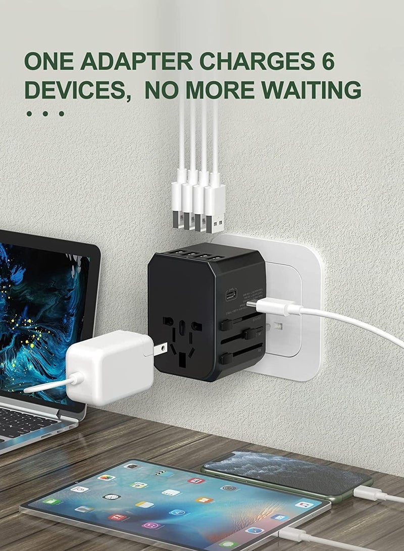 Universal Travel Adapter with 4 Ultra-Fast USB Port and 1 Ultra-Fast USB Type C Port and Power Socket Worldwide Plugs UK EU US AU Auto Switch - Image 4