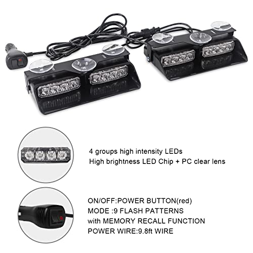 XRIDONSEN 2 in 1 Dash Emergency Strobe Lights Front/Rear Amber Blue Windshield Lights Warning Safety Flashing w/Suction Cups for Volunteer Vehicles, Trucks（Amber/Blue - Image 5