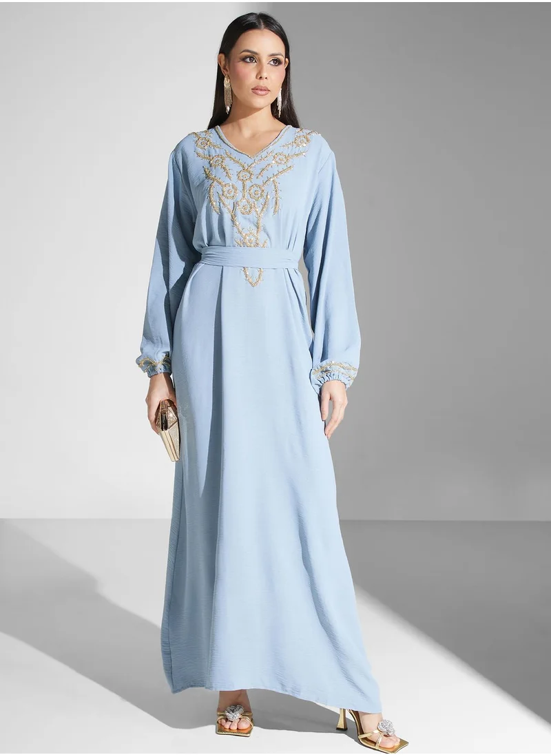 hayas closet Embellished Belted Jalabiya
