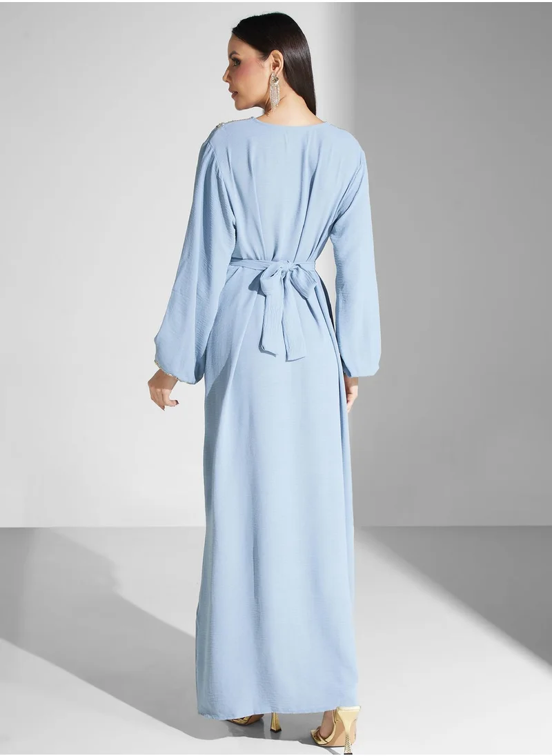 hayas closet Embellished Belted Jalabiya
