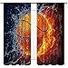 Cinbloo Basketball Curtains Rod Pocket Fire and Water Ball Sports Flame Splashing Thunder Lightning Cool Art Printed - Image 2
