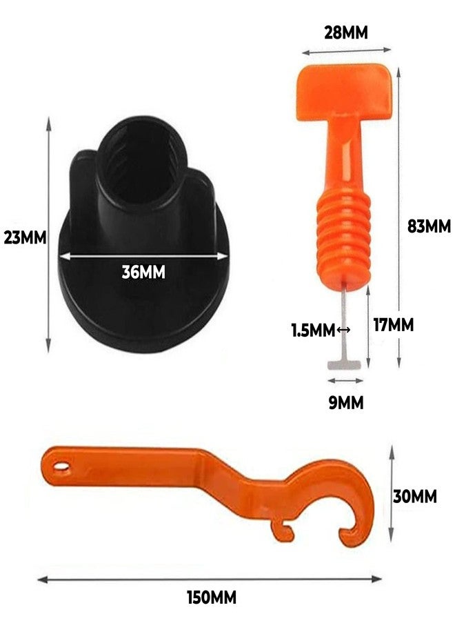 Zaptec Reusable Tile Levelling System Complete Kit For Floor & Wall Tiles (Pack of 50 Pcs T Needle, 50 Pcs Cap & 1 Wrench) (Orange & Black) - Image 4