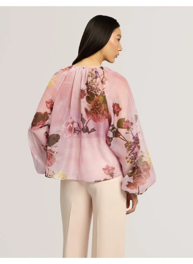 Ted Baker  Puff Sleeve Blouse With Organza Overlay for Women | Best Price UAE