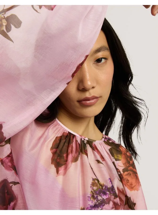 Ted Baker  Puff Sleeve Blouse With Organza Overlay for Women | Best Price UAE