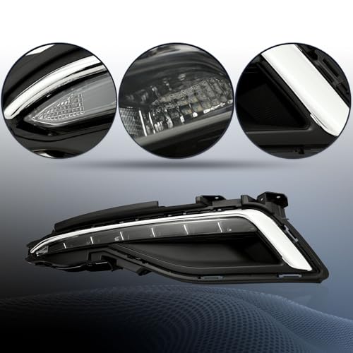 KBBYT Front LED Daytime Running Light DRL & Fog Light Assembly Pair with Frames for 2015 2016 2017 Hyundai Sonata, Left Right LH RH Front Bumper Lamps Replacement【Excludes Sport & Hybrid Models】 - Image 3