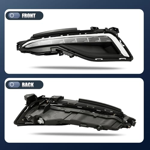 KBBYT Front LED Daytime Running Light DRL & Fog Light Assembly Pair with Frames for 2015 2016 2017 Hyundai Sonata, Left Right LH RH Front Bumper Lamps Replacement【Excludes Sport & Hybrid Models】 - Image 2