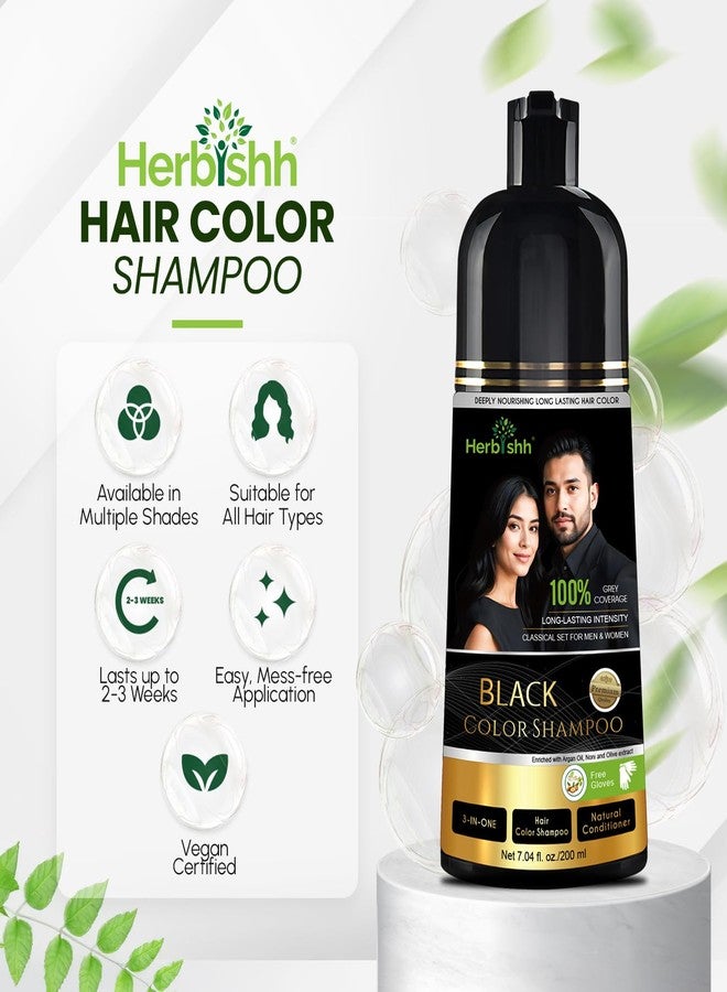 Herbishh Black Hair Dye Shampoo 3 in 1, 100% Grey Coverage, Demi-Permanent Hair Color for Men & Women, Long-lasting Color in 5-15 Mins, Ammonia-free, 200 ml - Image 4