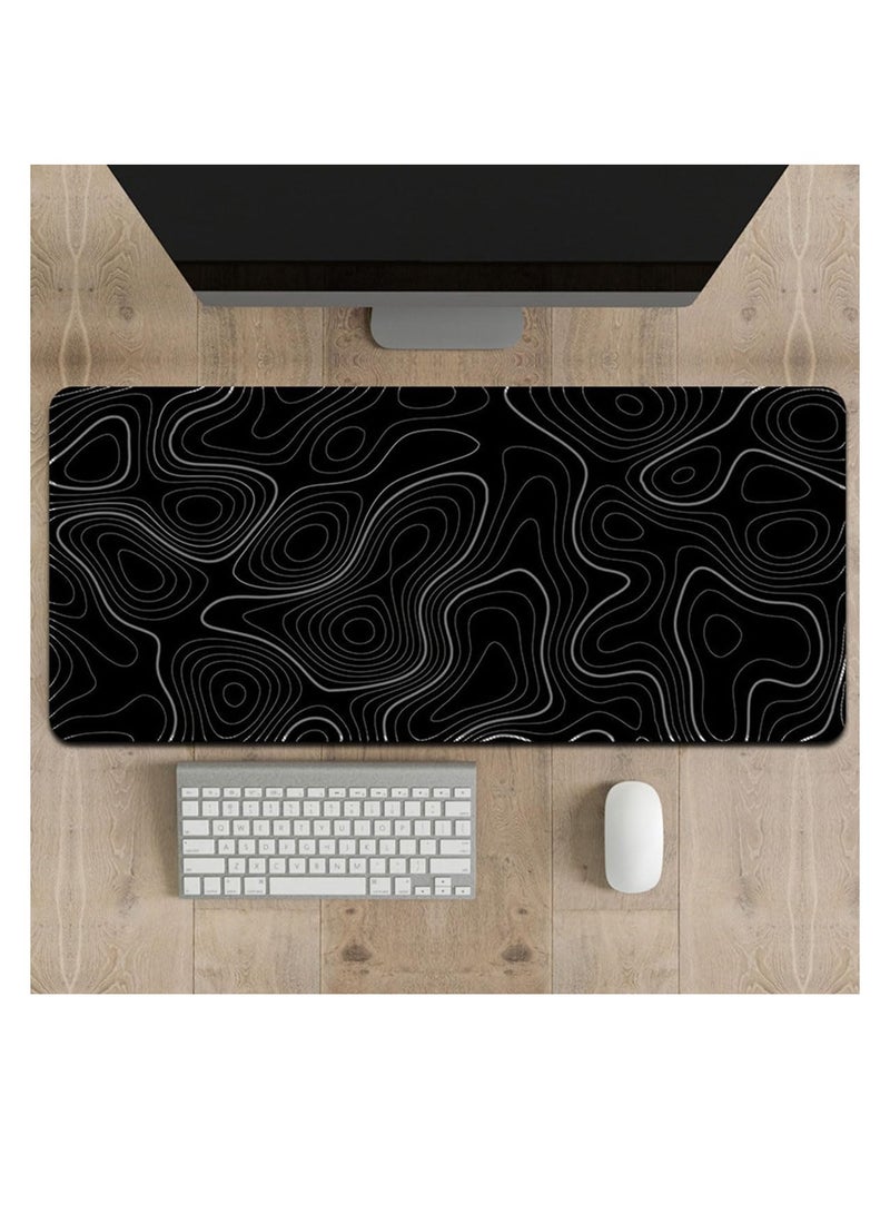 ECVV وسادة ماوس ألعاب ECVV XL - وسادة ماوس كبيرة 80 × 30 سم مع قاعدة مطاطية مضادة للانزلاق للوحة المفاتيح والفأرة، للمنزل والمكتب (أسود مع خط طبوغرافي أبيض) - Image 5