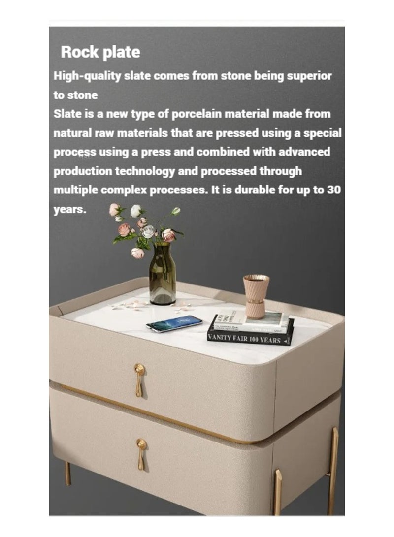 أيه دابليو دي طاولة بجانب السرير مصنوعة من الخشب الصلب  ذات أرجل معدنية من الحديد، طاولة جانبية لغرفة النوم - Image 4