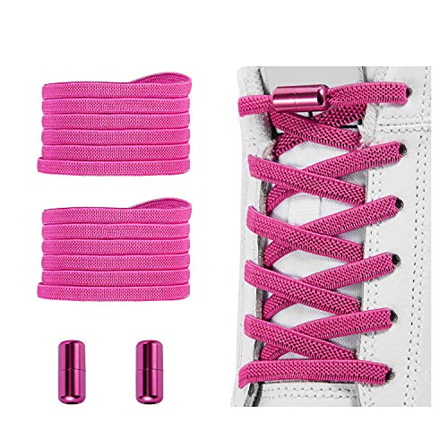 Alegrianan No Tie Shoelaces, Elastic Shoelaces for Adults/Kids，Elastic No Tie Shoe Laces Neon Pink - Image 1