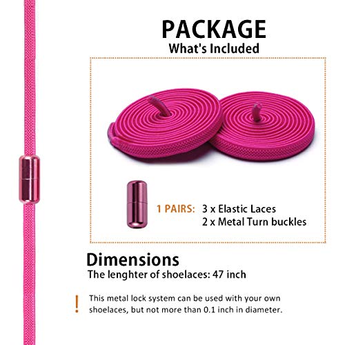 Alegrianan No Tie Shoelaces, Elastic Shoelaces for Adults/Kids，Elastic No Tie Shoe Laces Neon Pink - Image 2