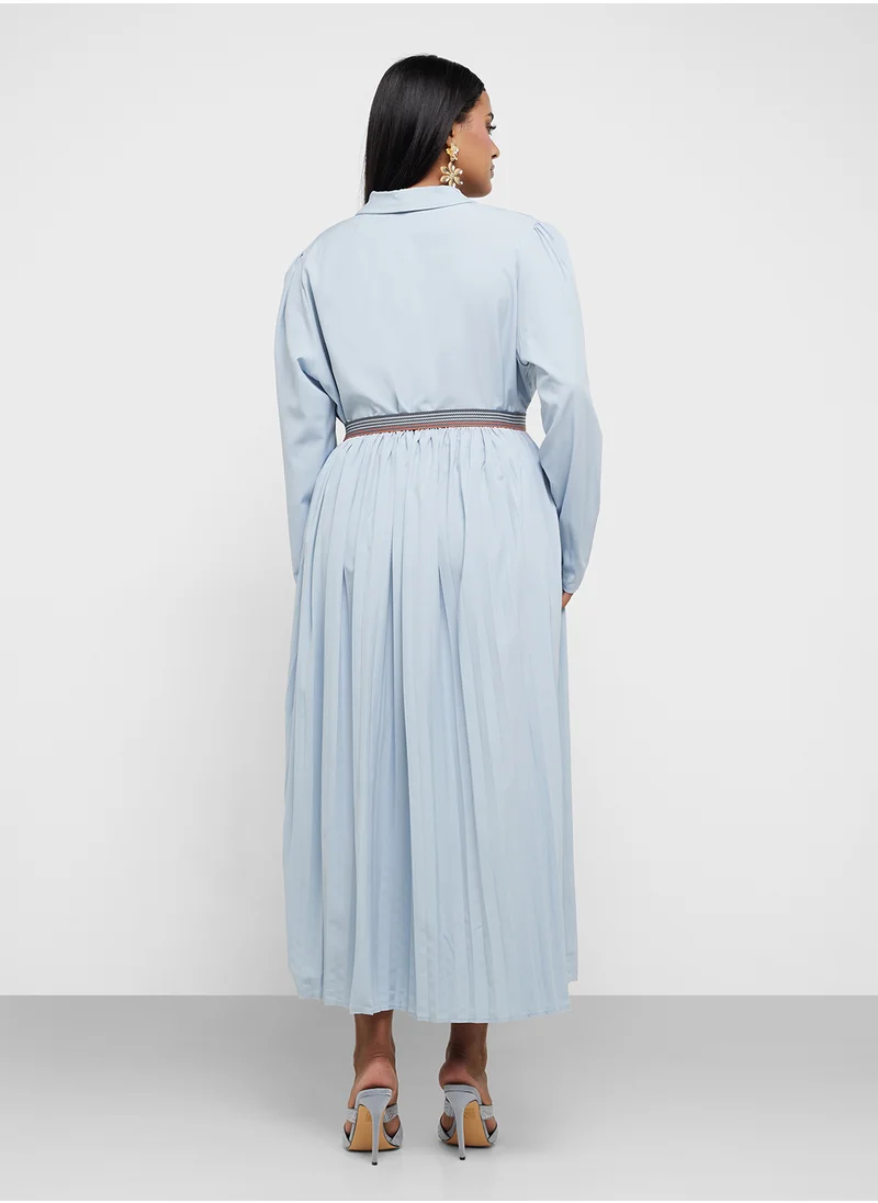 خزانة Pleated Wrap Midi Dress
