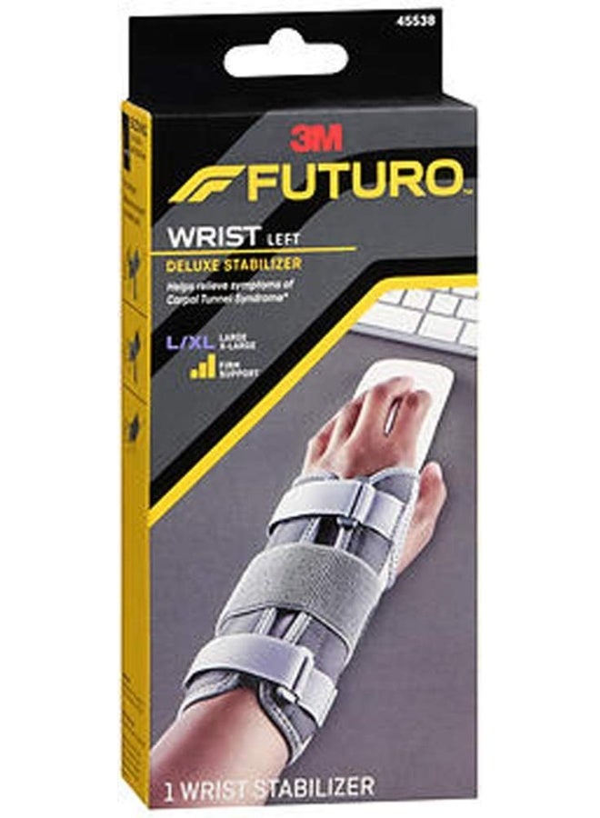 Futuro Deluxe Wrist Stabilizer Left Hand L/XL size, 1 unit/pack | Grey color | 45538ENT | Helps relieve pain symptoms | Firm support | Wrist support - Image 1
