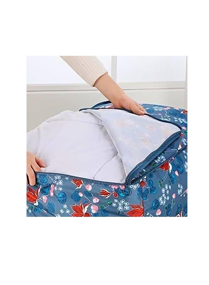 Large portable waterproof storage bag with zippers, made of thick, durable Oxford fabric. An organized bag ideal for travel, comforters, and blankets, in large size 70 × 50 × 30 cm (pink with a rabbit design). - Image 5