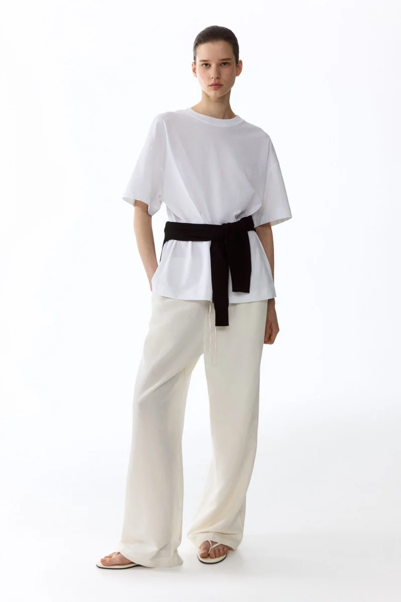 اتش اند ام بنطلون من مزيج الكتان