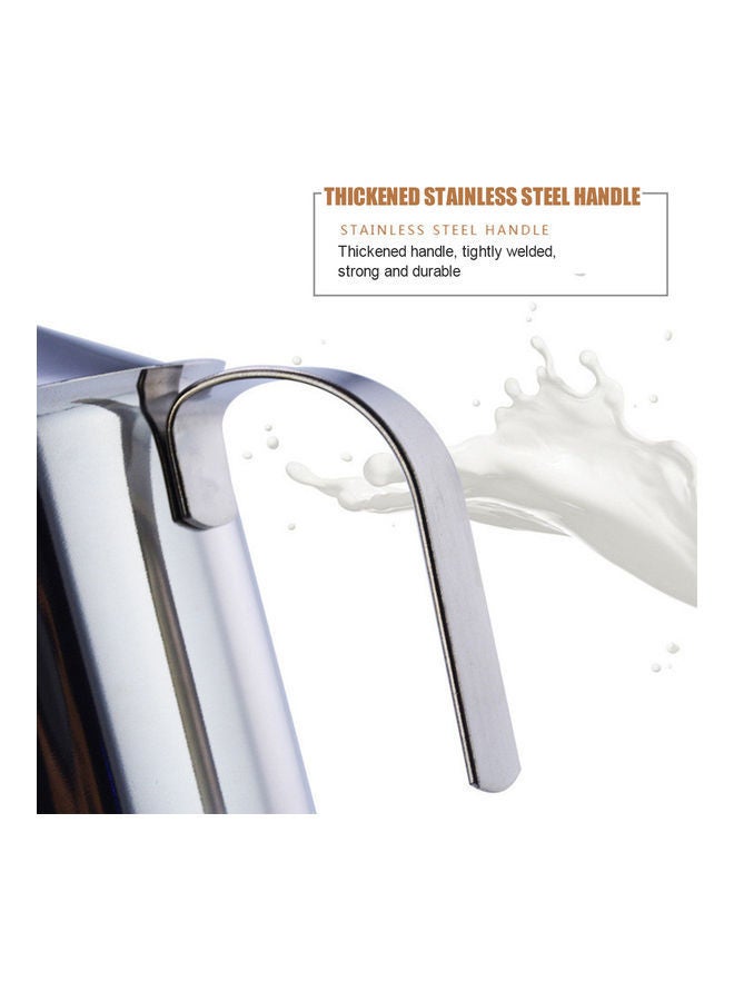NIBEMINENT Milk Creamer Frother With Handle Lid Silver 400ml  - Image 3