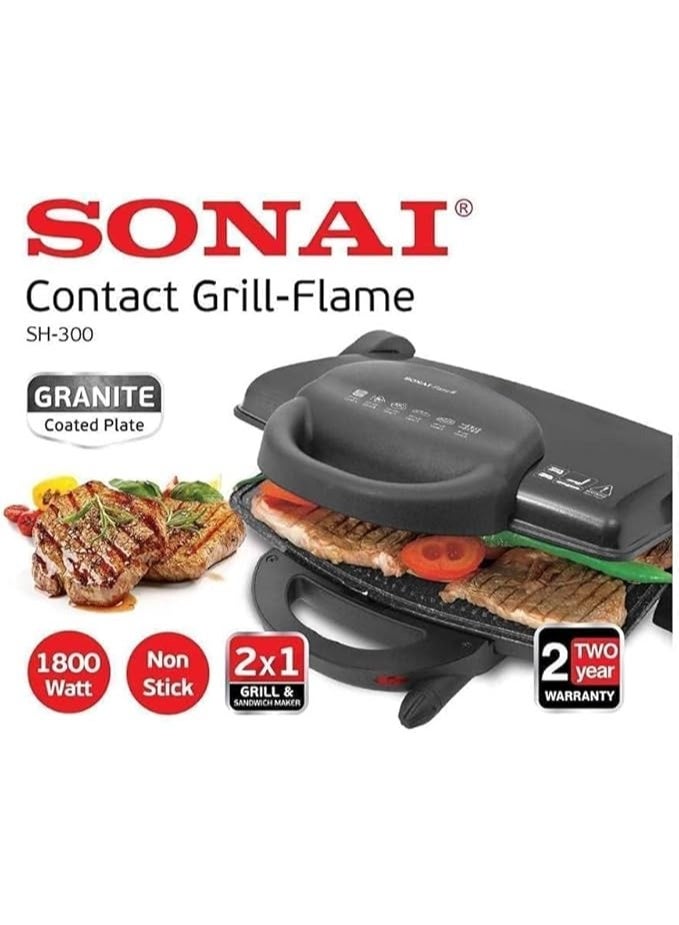 Sonai SH-300 Contact Grill And Sandwich Maker 1800 Watts - Black - Image 2