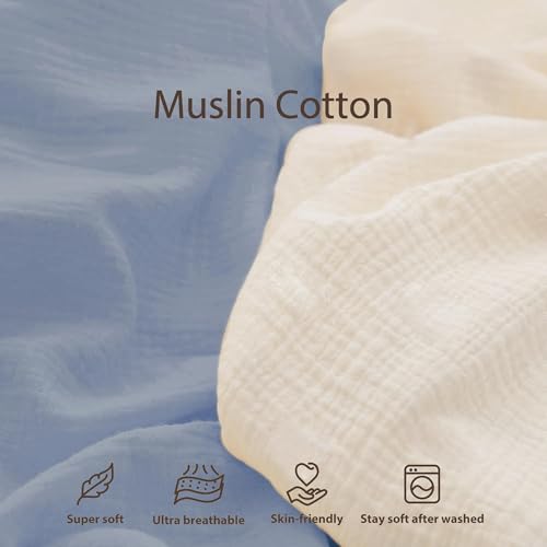 guruixu غطاء سرير الأطفال من جوريكشو 2 عبوة، 100% قطن، غطاء سرير ناعم وقابل للتنفس، غطاء بديل متوافق مع سرير الأطفال سنجل مي (تريد ويندز، كريمة) - Image 2