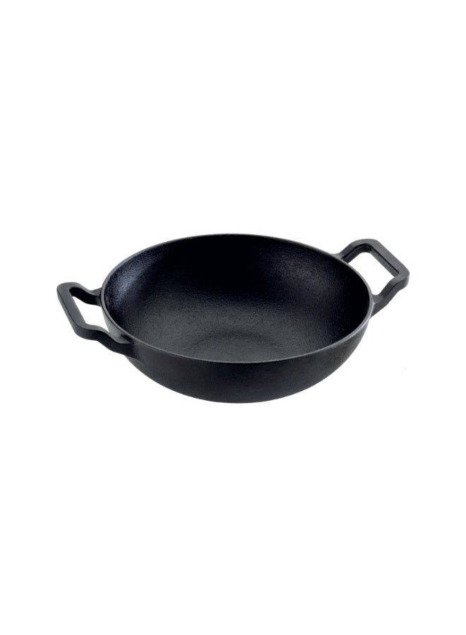 Decent Cast Iron Medium Kadai/Pan for Deep Frying & Cooking-Heavy Duty Iron Wok Pan Pre-Seasoned Kadhai/Wok,Frying Pan,Cast Iron Cookware for Gas & Induction |(26 CM) - Image 1