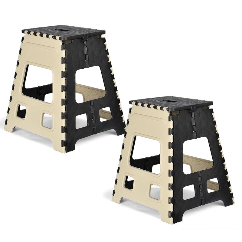 Homestic Homestic Pack of 2 Stool Foldable Stool Collapsible Camping Chair Stool for OutdoorFishingHikingGardeningTravel Portable Stool Multipurpose Sitting Stool Large Cream Black  - Image 1