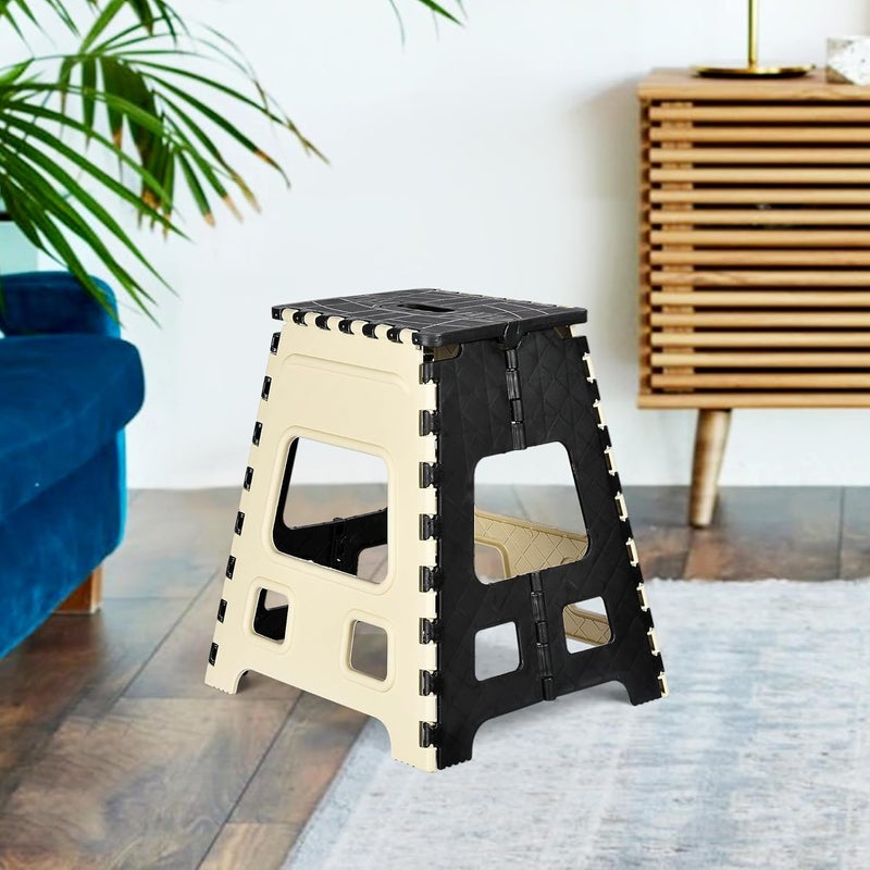 Homestic Homestic Pack of 2 Stool Foldable Stool Collapsible Camping Chair Stool for OutdoorFishingHikingGardeningTravel Portable Stool Multipurpose Sitting Stool Large Cream Black  - Image 2