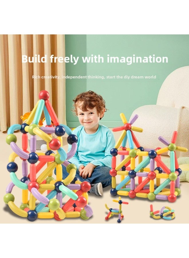 Loquat Children's Varied Magnetic Bar Suit Magnetic Building Blocks Large Particle Magnet Intelligence Toys Assembled Early Education Puzzle-Specifications:46 Magnetic Bar Package - Image 2