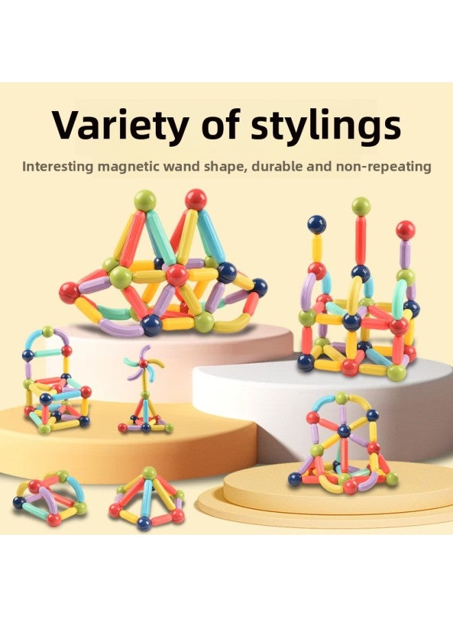 Loquat Children's Varied Magnetic Bar Suit Magnetic Building Blocks Large Particle Magnet Intelligence Toys Assembled Early Education Puzzle-Specifications:46 Magnetic Bar Package - Image 3