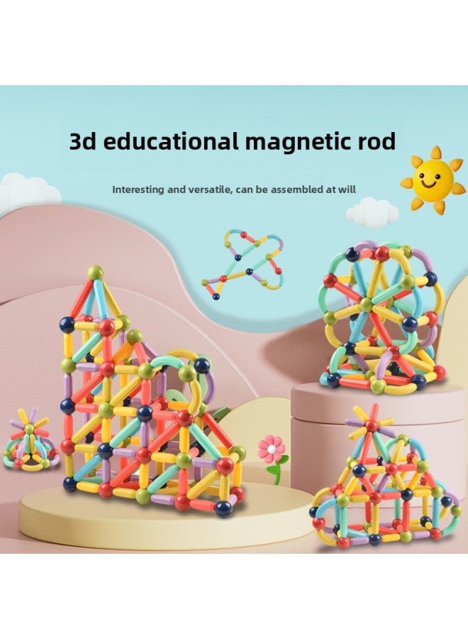 Loquat Children's Varied Magnetic Bar Suit Magnetic Building Blocks Large Particle Magnet Intelligence Toys Assembled Early Education Puzzle-Specifications:46 Magnetic Bar Package - Image 4