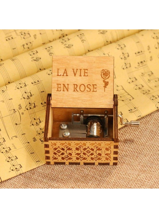 زيستا صندوق موسيقى خشبي La Vie En Rose / هدايا موسيقية يدوية عتيقة للرجال / هدايا عيد ميلاد خاصة للفتيات / صندوق موسيقي خشبي هدية للزوجة والطفل  - Image 4