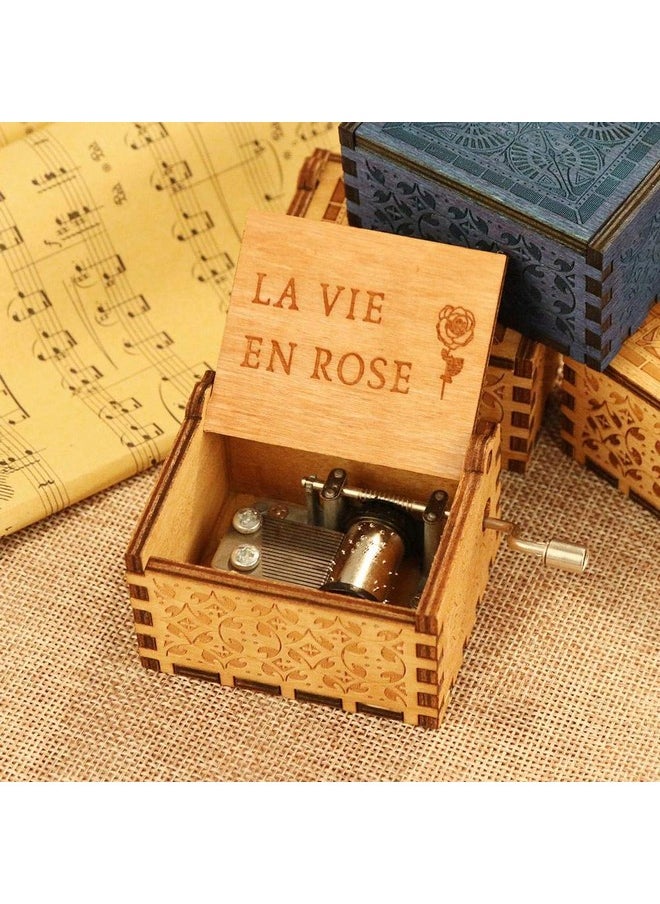 زيستا صندوق موسيقى خشبي La Vie En Rose / هدايا موسيقية يدوية عتيقة للرجال / هدايا عيد ميلاد خاصة للفتيات / صندوق موسيقي خشبي هدية للزوجة والطفل  - Image 3
