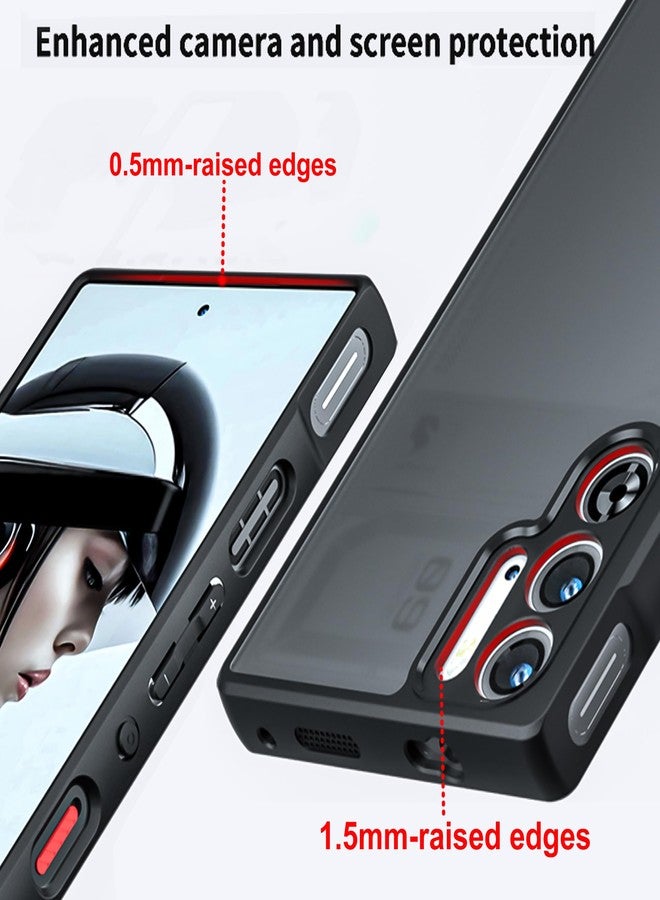 Guizzcg for Red Magic 10 Pro/10 Pro+/10S Pro/10S Pro+ Case with Card Holder Magnetic Ring,Soft TPU Bumper + Matte PC Back Military Grade Airbags Shookproof Drop Protection[1 Tempered Film],Black - Image 5