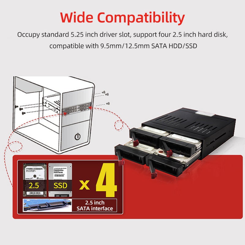 OImaster HE-2006 4-slot Internal Hard Disk Rack Support Four 2.5 inch SATA HDD/SSD Easy Installation Plug and Play - Image 5